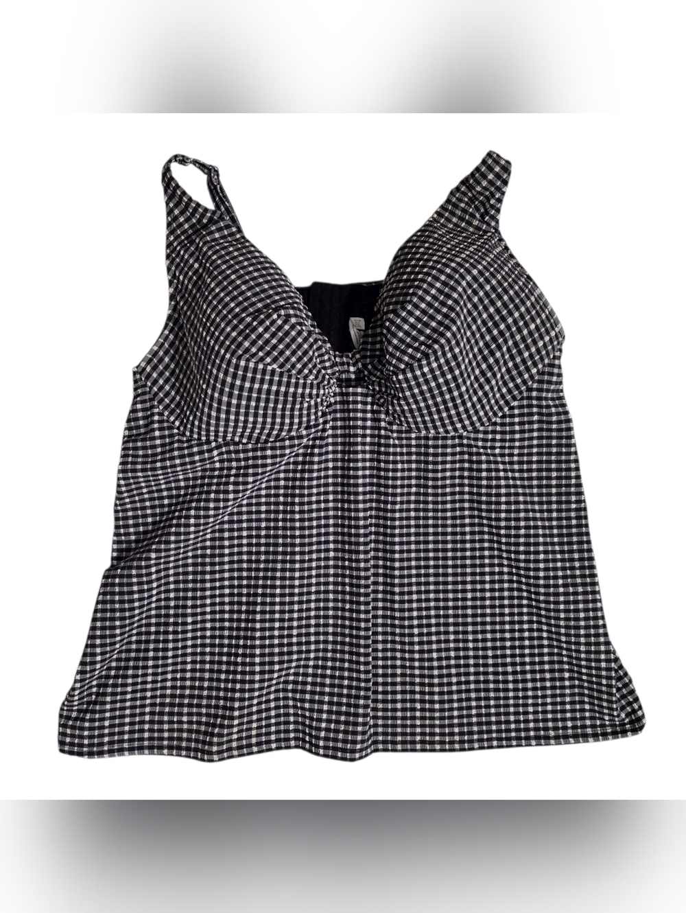 Lane Bryant Swim Underwire Gingham Knot-Front Relaxed Tankini Top sz 46DDD